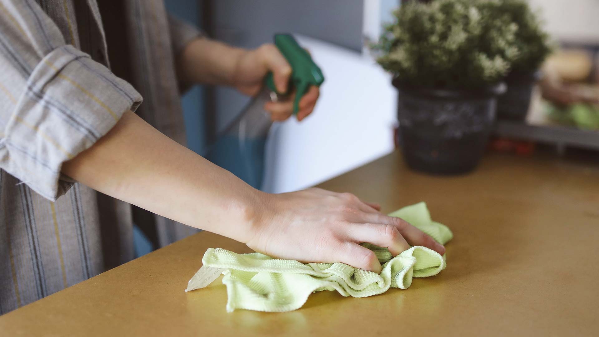 Imagen de persona limpiando una mesa. Asesoría para trámites empleados del hogar